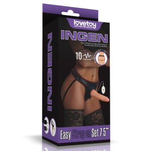 Ingen  Easy Strap-On Set - Flesh 7.5 Inch Vibrating Strap-On