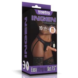 Ingen Easy Strap-On Set - Flesh 7.5 Inch Vibrating Strap-On