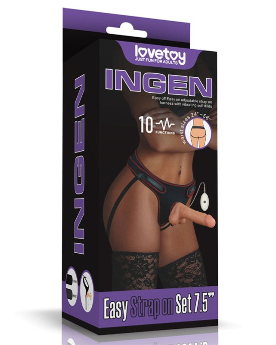 Ingen Easy Strap-On Set - Flesh 7.5 Inch Vibrating Strap-On