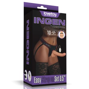 Ingen Easy Strap-On Set - Flesh 8.5 Inch Vibrating Strap-On