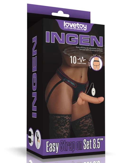 Ingen Easy Strap-On Set - Flesh 8.5 Inch Vibrating Strap-On