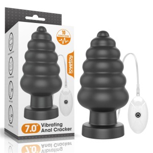 King Sized 7 Inch Vibrating Anal Cracker - Black Butt Plug