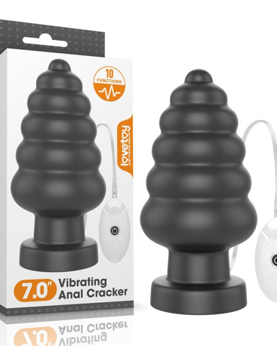 King Sized 7 Inch Vibrating Anal Cracker - Black Butt Plug