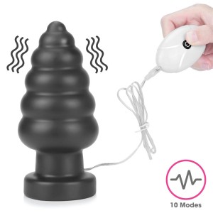 King Sized 7 Inch Vibrating Anal Cracker - Black Butt Plug