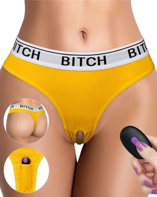 Ingen Remote Control Bitch Vibrating Panties – L – Yellow & White