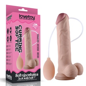 Cumming Softee 9 Inch Ejaculation Cock Dildo with Balls - Flesh