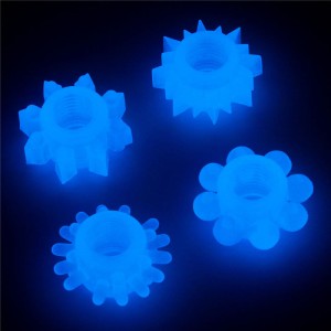 Lumino Play Glow in the Dark Blue Cock Rings - Set of 4