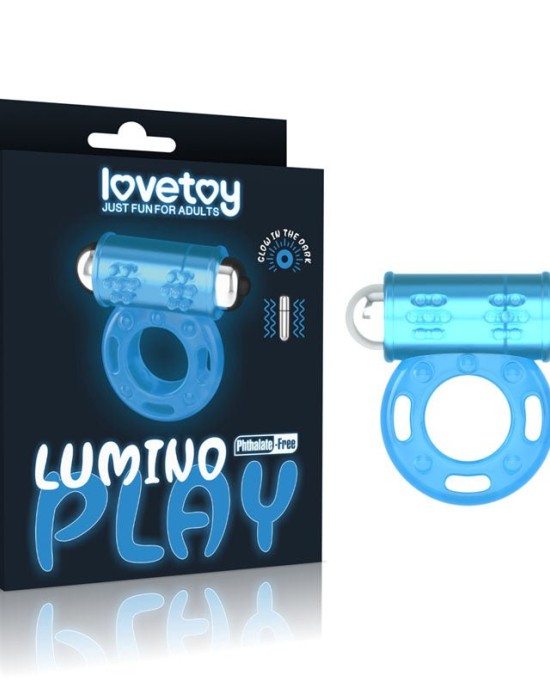 Lumino Play Vibrating Glow in the Dark Blue Cock Ring