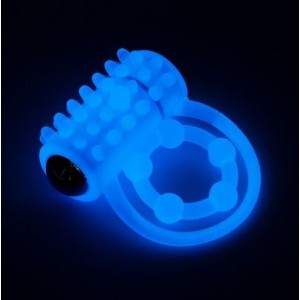 Lumino Play Vibrating Glow in the Dark Blue Penis & Balls Cock Ring