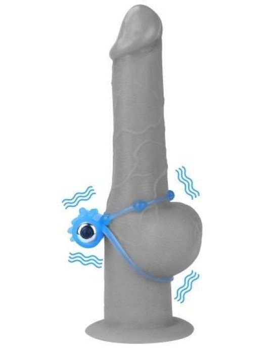 Lumino Play Vibrating Glow in the Dark Blue Penis & Balls Cock Ring