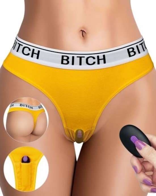 Ingen Remote Control Bitch Vibrating Panties – M – Yellow & White