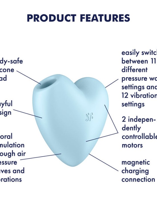 Satisfyer Cutie Heart - Blue - Air Pulsation Stimulator with Vibration