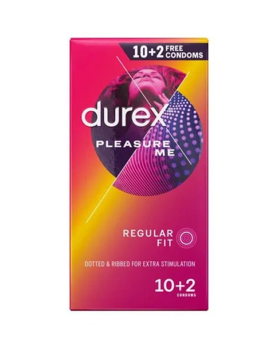 Durex Pleasure Me - Ribbed & Studded Condoms - 10 Pack + 2 Free