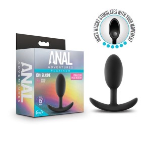 Anal Adventures Platinum Vibra Slim Butt Plug - Medium - Black