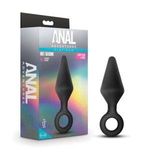 Anal Adventures Platinum Loop Butt Plug - Large - Black