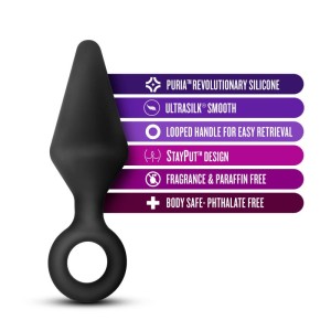 Anal Adventures Platinum Loop Butt Plug - Large - Black