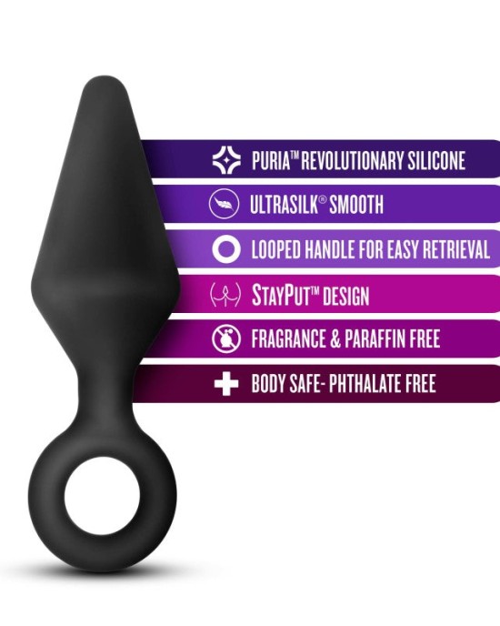 Anal Adventures Platinum Loop Butt Plug - Large - Black