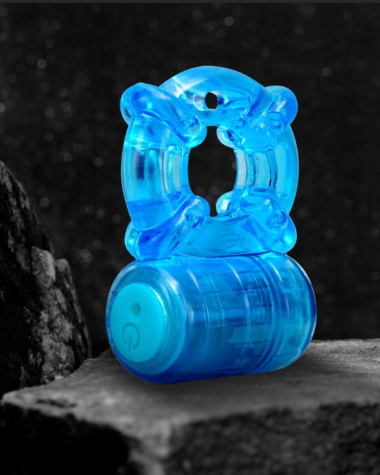 Stay Hard Vibrating 5 Function Cock Ring - Blue