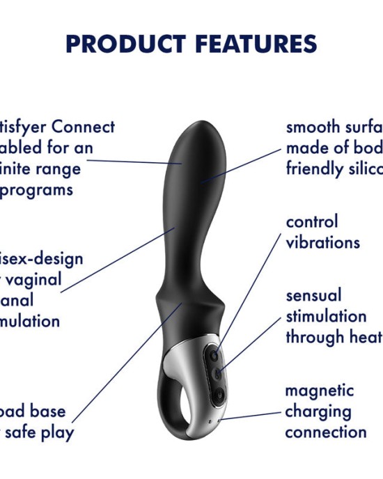 Satisfyer Heat Climax Warming Connect App Anal Vibrator - Black