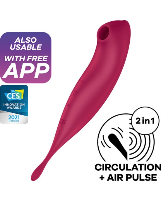 Satisfyer Twirling Pro+ Air Pulse Clitoral Vibrator with App Control - Dark Red