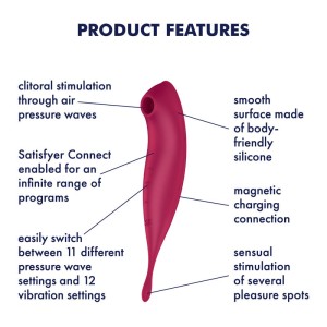 Satisfyer Twirling Pro+ Air Pulse Clitoral Vibrator with App Control - Dark Red