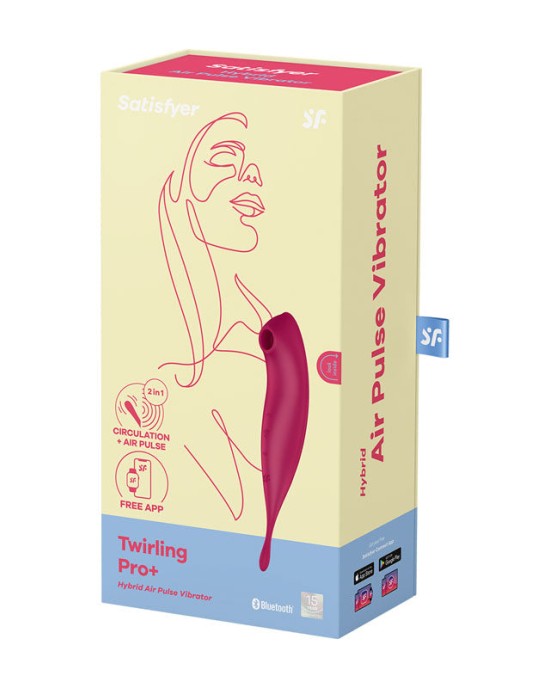 Satisfyer Twirling Pro+ Air Pulse Clitoral Vibrator with App Control - Dark Red