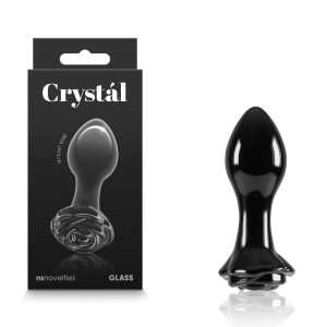 Crystal Rose - Black 9cm Glass Butt Plug