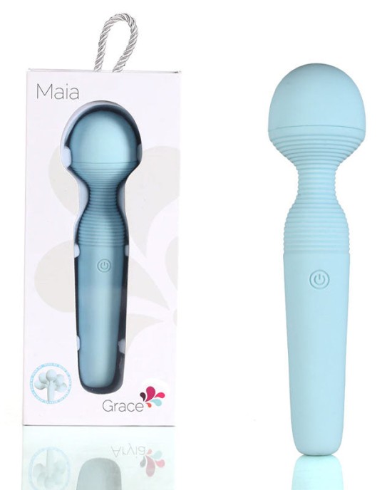 Maia Grace - 15 Function Bendable Massage Wand - Baby Blue