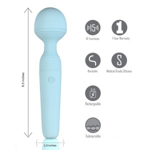 Maia Grace - 15 Function Bendable Massage Wand - Baby Blue