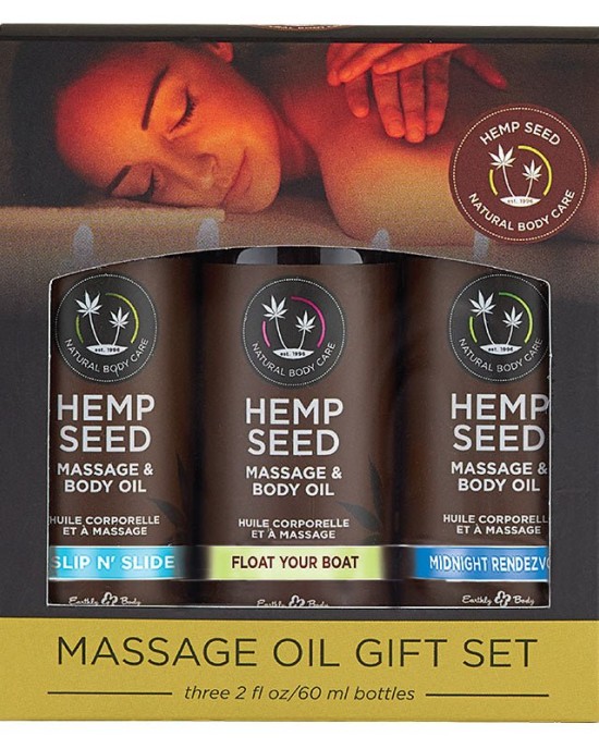 Hemp Seed Massage Oil Gift Box - Set of 3