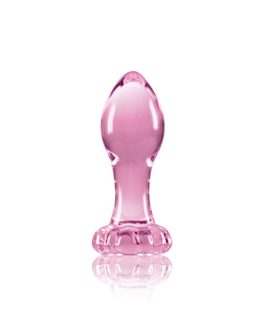 Crystal Flower -  Pink 9cm Glass Butt Plug