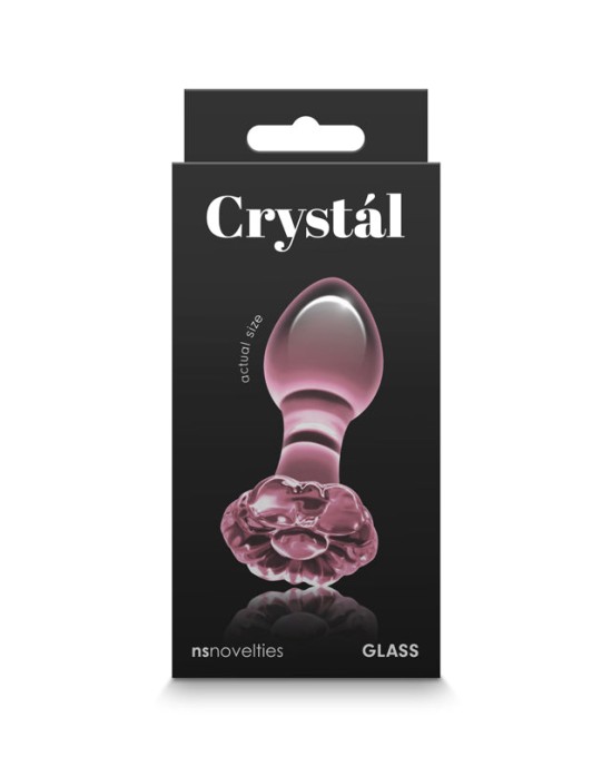 Crystal Flower -  Pink 9cm Glass Butt Plug