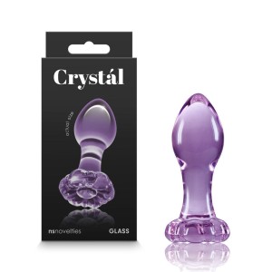 Crystal Flower - Purple 9cm Glass Butt Plug