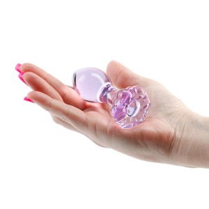 Crystal Flower - Purple 9cm Glass Butt Plug