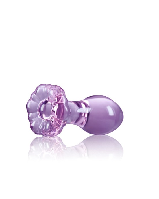 Crystal Flower - Purple 9cm Glass Butt Plug