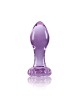 Crystal Flower - Purple 9cm Glass Butt Plug