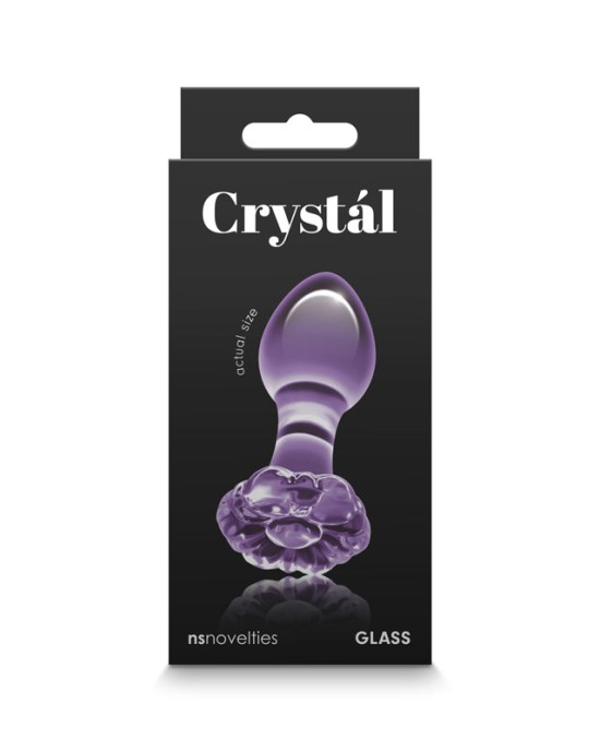 Crystal Flower - Purple 9cm Glass Butt Plug