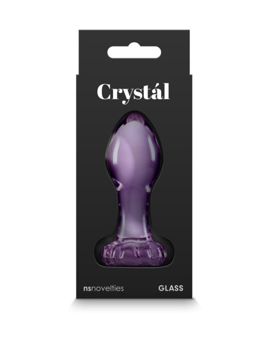 Crystal Flower - Purple 9cm Glass Butt Plug