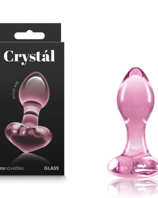 Crystal Heart - Pink 9cm Glass Butt Plug