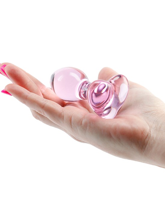 Crystal Heart - Pink 9cm Glass Butt Plug