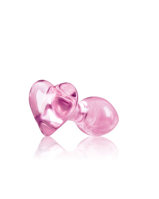 Crystal Heart - Pink 9cm Glass Butt Plug