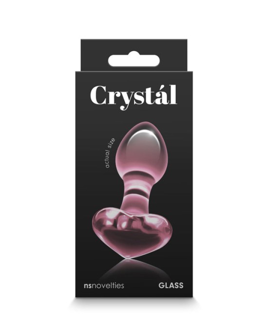 Crystal Heart - Pink 9cm Glass Butt Plug