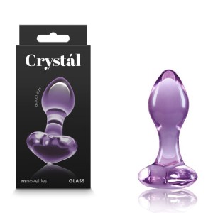 Crystal Heart - Purple 9cm Glass Butt Plug