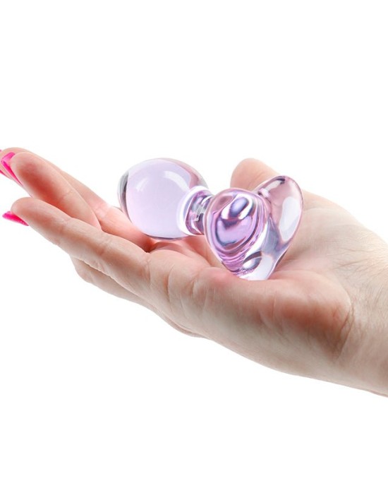 Crystal Heart - Purple 9cm Glass Butt Plug