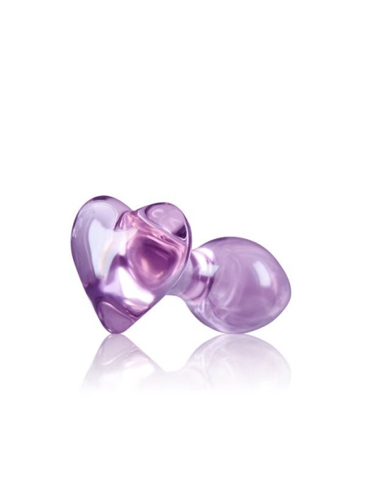 Crystal Heart - Purple 9cm Glass Butt Plug