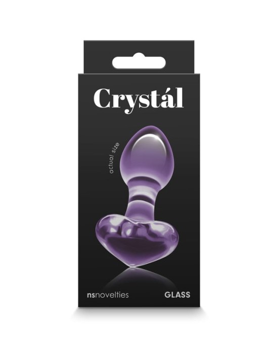 Crystal Heart - Purple 9cm Glass Butt Plug