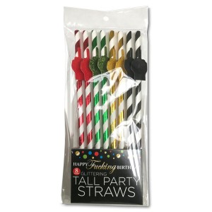 Happy Fucking Birthday Tall Party Straws - 8 Pack