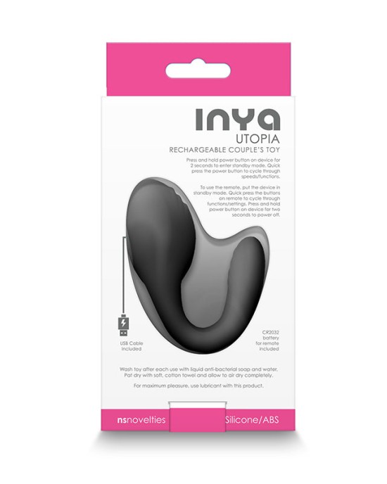 INYA Utopia - Black - Couples Dual Stimulator with Remote