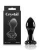 Crystal Flower - Black 9cm Glass Butt Plug