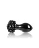 Crystal Flower - Black 9cm Glass Butt Plug